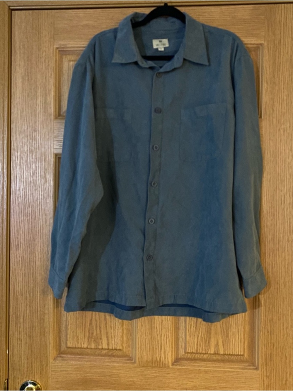 Solitude 90s Y2K Style blue button down shirt suede-like Men’s Size XL
